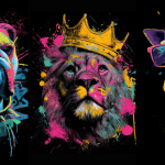 پرامپت طرح تیشرت از حیوانات رنگی